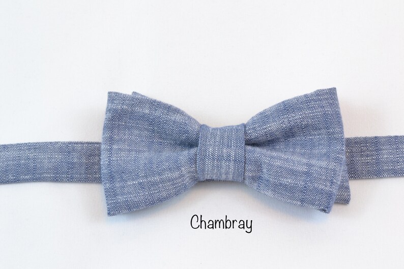 Little Boys Bowtie Child or Infant Choice of Plaids or Dots Fall Photos, Wedding, Ringbearer, Dress Up Chambray