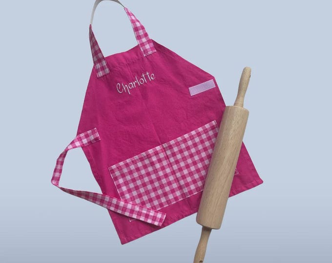 Kids Personalized Aprons - Gender Neutral - Embroidered Name, Monogram, Preschool, Toddler Smock, Birthday Gift, Montessori, Back to School