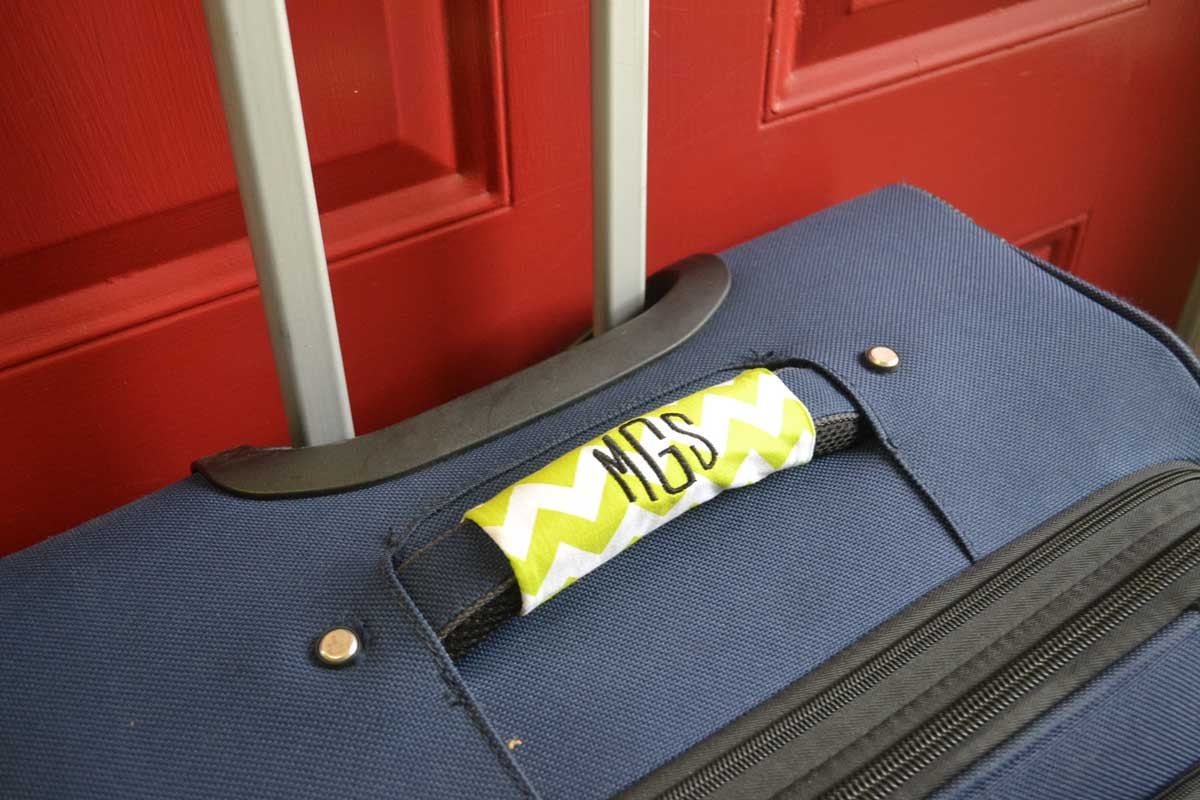 Monogrammed Luggage Handle Wrap Set of 2 Chevrons Luggage Spotter