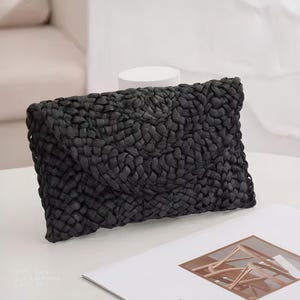 Damenmode Strandhandtasche Gewebte Clutch Einfarbig Große Kapazität Maisstroh Aufbewahrungstasche