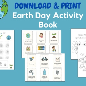 Printable Earth Day Activity Book for Kids, Earth Day Preschool Activities, Earth Day Flashcards, Earth Day Coloring Pages, Earth Day Crafts