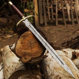 Viking Damascus Sword – Full Tang Handmade Blade with Sheath | Medieval Gift for Him, Collectors, Cosplay, Christmas
