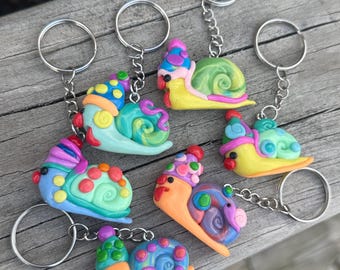 Handgemachte Clown Schnecke Polymer Clay Schlüsselanhänger, Taschenbaumler, Accessoire
