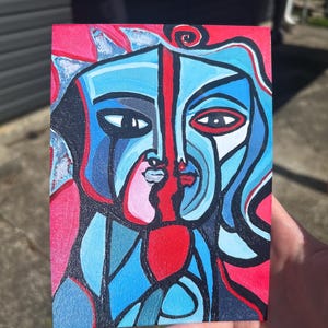 Cubist Face Art Print: Fragmented Emotions, Bold Colors (5x7 Glossy)