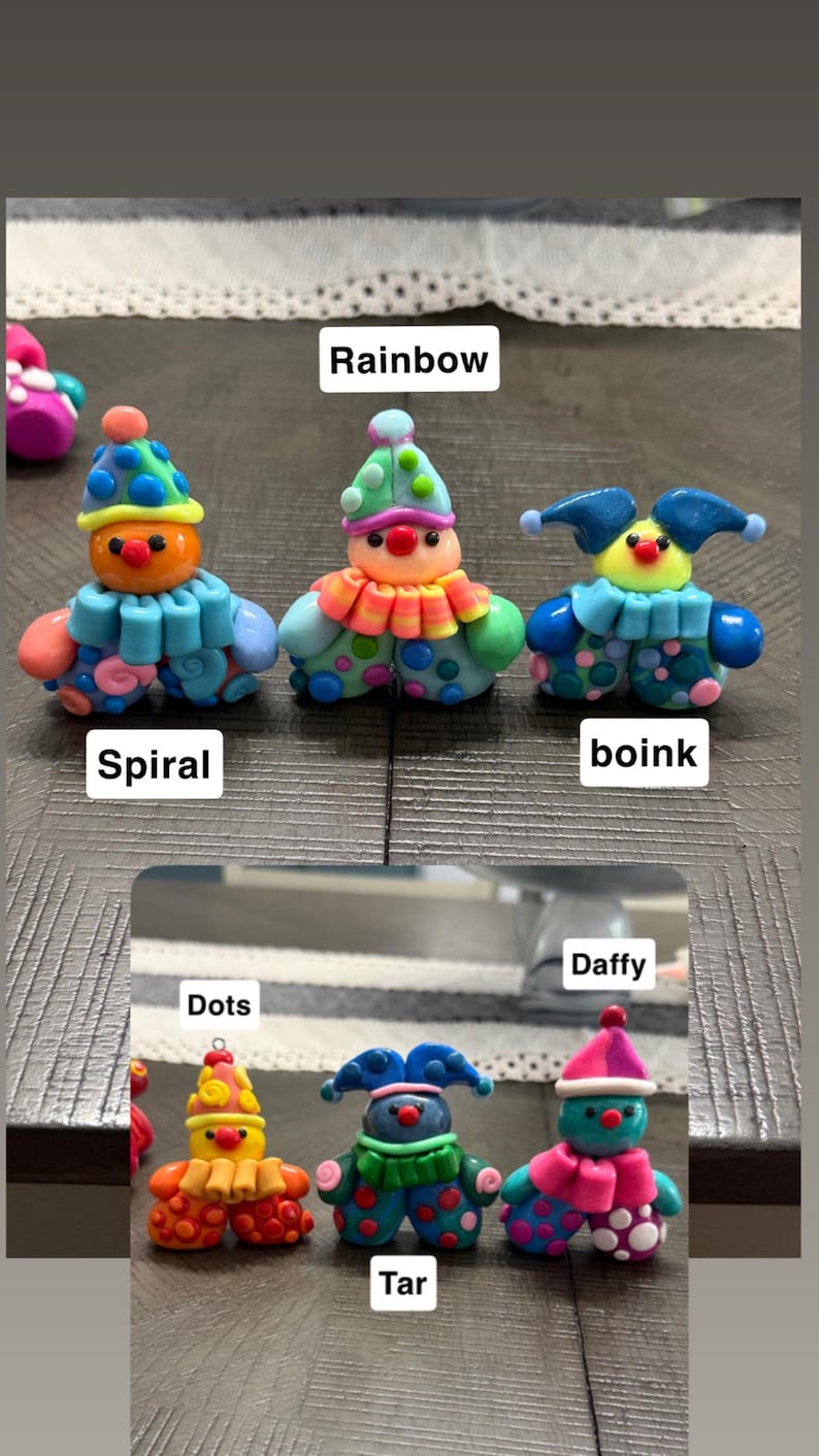 UV Reactive Polymer Clay Clown Figurines: Mini Keychains, Desk Buddies, Good Luck Charms, Kandi image 15