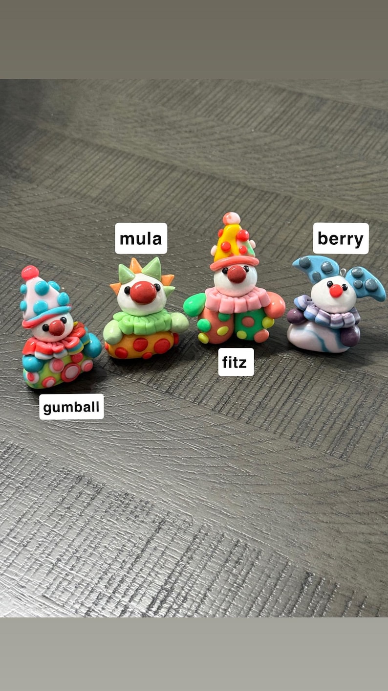 UV Reactive Polymer Clay Clown Figurines: Mini Keychains, Desk Buddies, Good Luck Charms, Kandi image 5