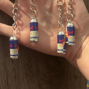 Mini Red Bull Can Keychain: Handmade Energy Drink Charm