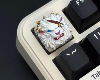 Rengar-Tastenkappe – Handbemalter Löwen-Champion-Krieger für Cherry-MX-Tastaturen – Individuelles LoL-Fangeschenk & Gaming-Zubehör