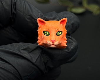 Artisan Orange Cat Artisan Keycap - Handmade Resin Keyboard Accessory