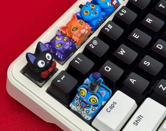 Cat Artisan Keycap Collection, Derpy Kitty Resin ESC-Key, einzigartiges handgefertigtes mechanisches Tastaturzubehör, Anime & Fantasy Tiger Geschenk