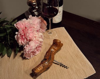 Vintage Laurent Siret Korkenzieher, großer Griff aus Weinrebenwurzel, französisches Barzubehör