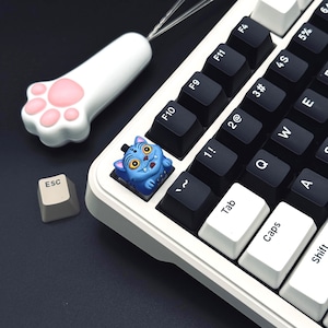 Blue Derpy Tiger Keycap | Kpop Hunter | Hand-Painted Resin | Artisan MX Switch | Mechanical Keyboard