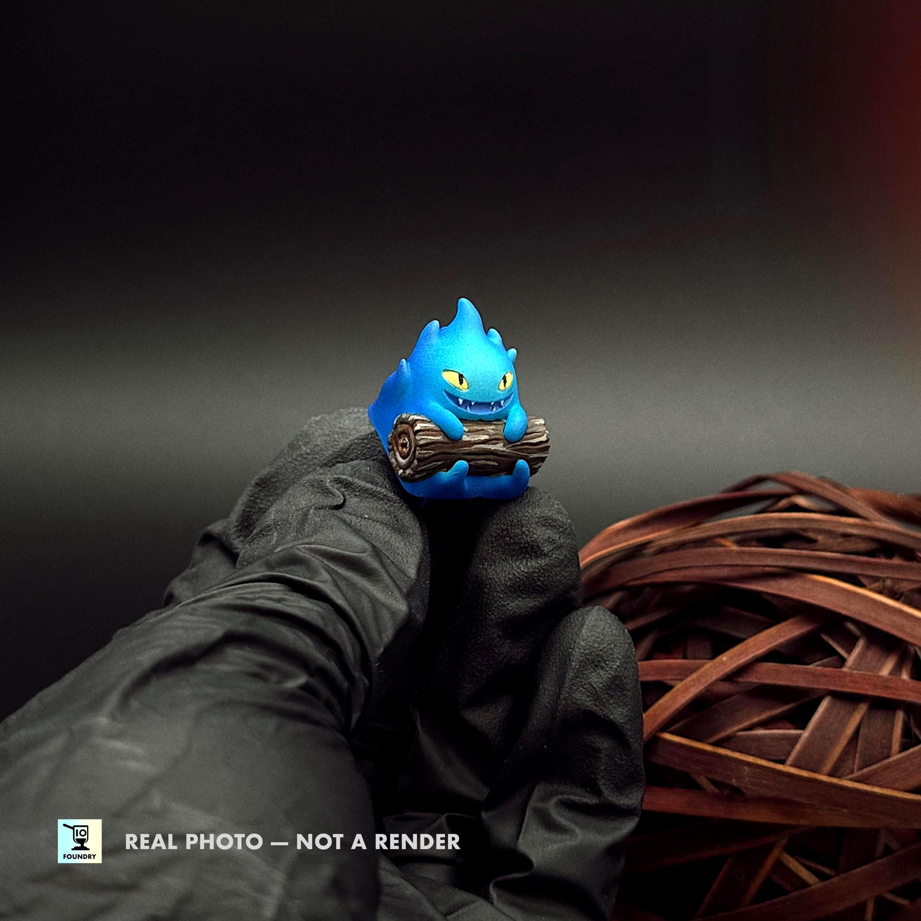 Blue Fire Demon Artisan Keycap – Evil Calcifer Resin Key, Anime