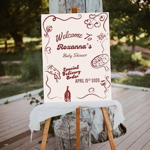 Spezielle Lieferung Pizza Party Baby Shower Willkommen Schild Poster