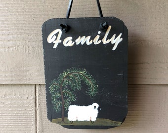 Painted on 2 sides, Slate sign, Painted Halloween, porch decor, Pumpkin sign, Halloween door hanger, Painted slate, Prim Sheep, slate plaque