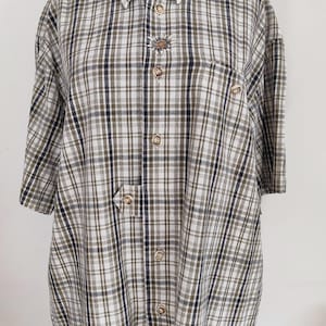 Vintage Kariertes Oversized Shirt, 90er Jahre Grunge Kurzarm Bluse