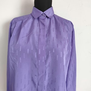 vintage purple blouse,long sleeve  button up shirt,minimal pattern elegant top,vintage blouse