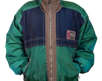 Vintage 90s Puffer Jacket | Color Block Winter Coat | Retro Outdoor Jacket | Unisex Thick Padded