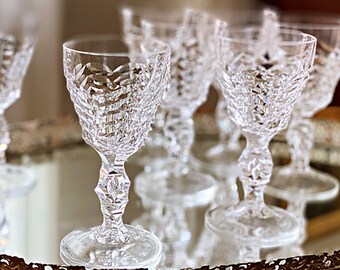 4 Crystal port wine glasses, Royal Leerdam Netherlands cut glass stemware w/ bubble stem glasses, Elegant 15th wedding anniversary gift