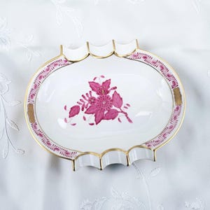 Vintage Herend China Ashtray, Pink Chinese Bouquet, Hungarian Porcelain