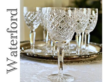 2 Waterford Crystal wine glasses, Comeragh Irish crystal stemware, Vintage wedding gift