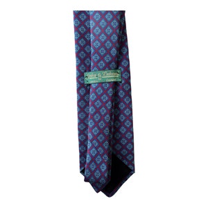 Vtg blue and red medallion silk tie. 3 Classic geometric foulard necktie by Graham Lockwood of London England image 3