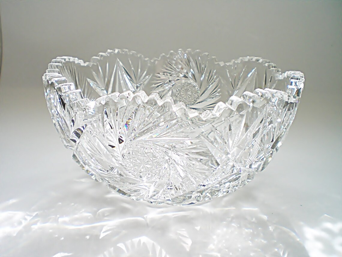 Cut Crystal Bowl American Brilliant Cut Glass Fruit Bowl Etsy
