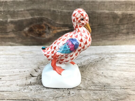 Herend Baby Rattle Figurine Rust Fishnet Herend Baby Rattle Figurine Rust Fishnet