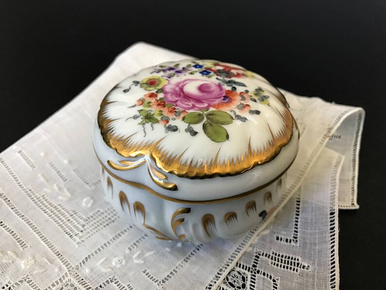 Herend Porcelain Jewelry / Trinket Box Hand Painted Floral Etsy