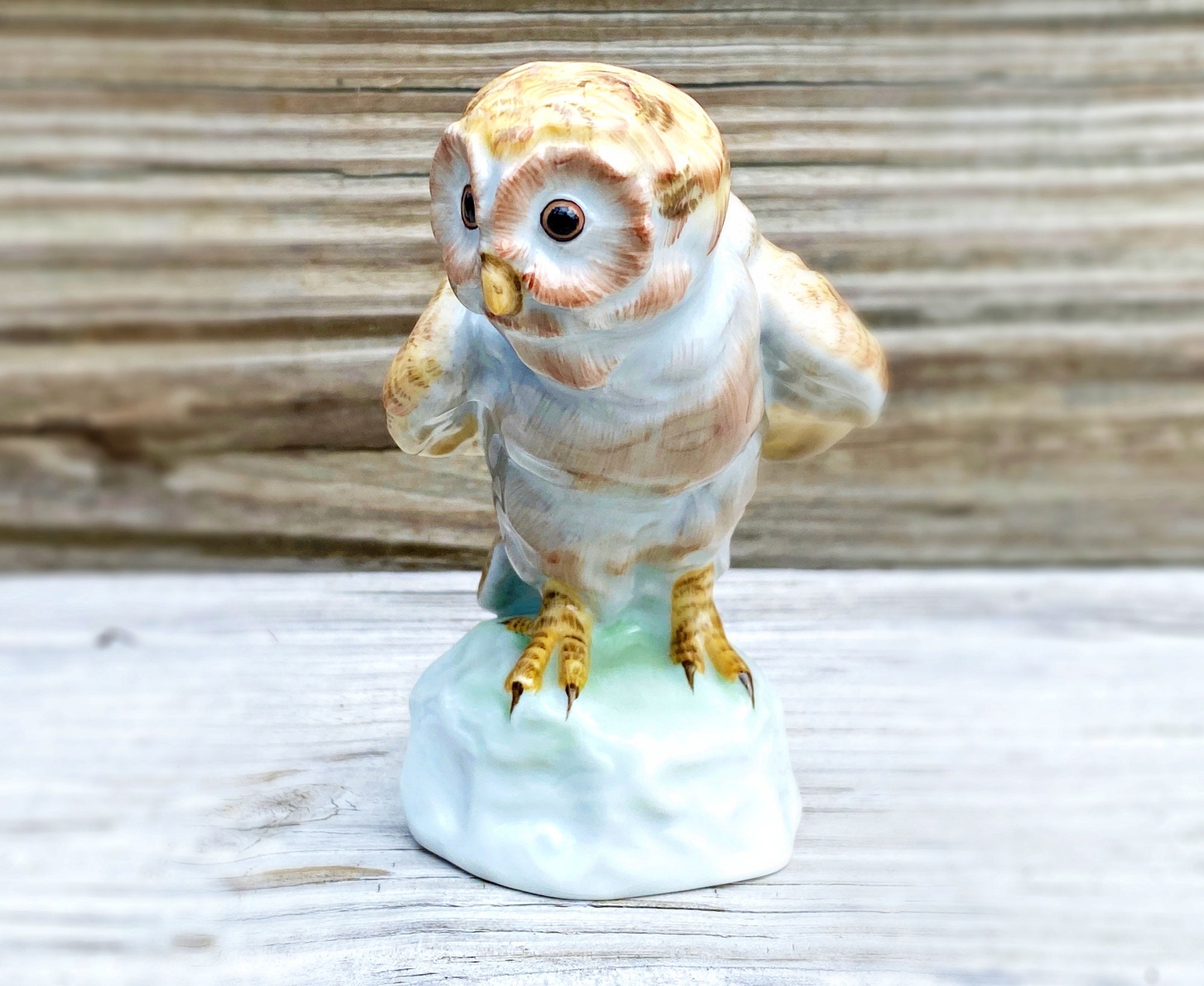 Herend Hungary Porcelain Owl Figurine Hand Painted China Bird Etsy