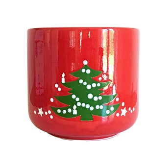 Waechtersbach Christmas Tree Flower Pot. Red & Green German Pottery Poinsettia Planter, Festive 