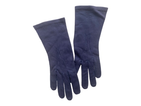 Vintage navy blue gloves in stretch nylon. A fun … - image 4