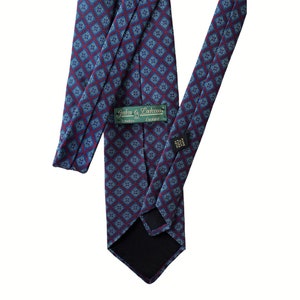 Vtg blue and red medallion silk tie. 3 Classic geometric foulard necktie by Graham Lockwood of London England image 4