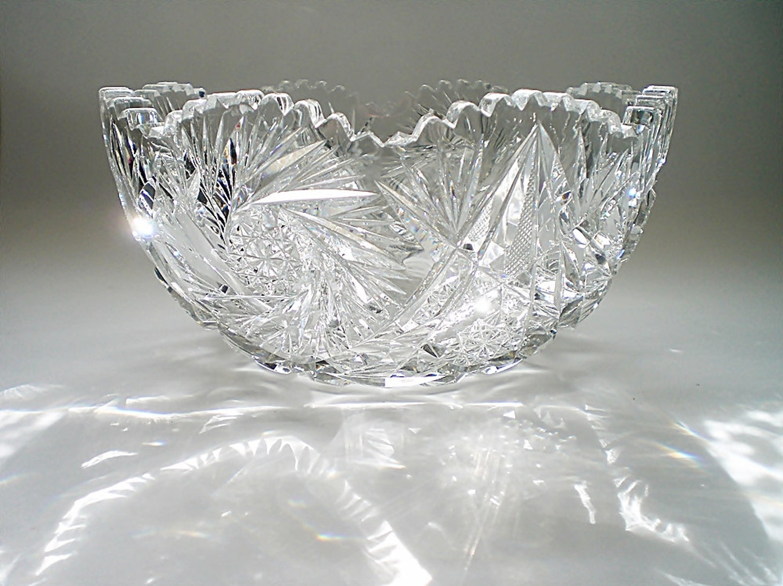 Cut Crystal Bowl American Brilliant Cut Glass Fruit Bowl Etsy