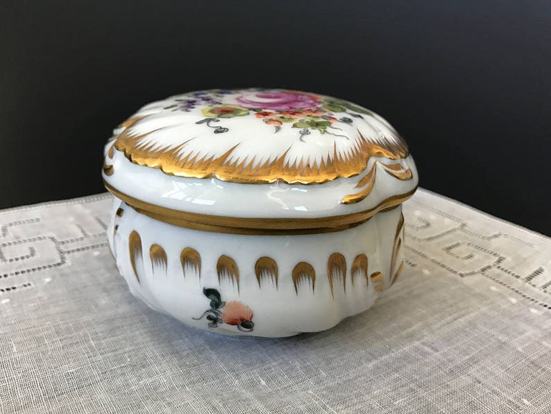 Herend Porcelain Jewelry / Trinket Box Hand Painted Floral Etsy