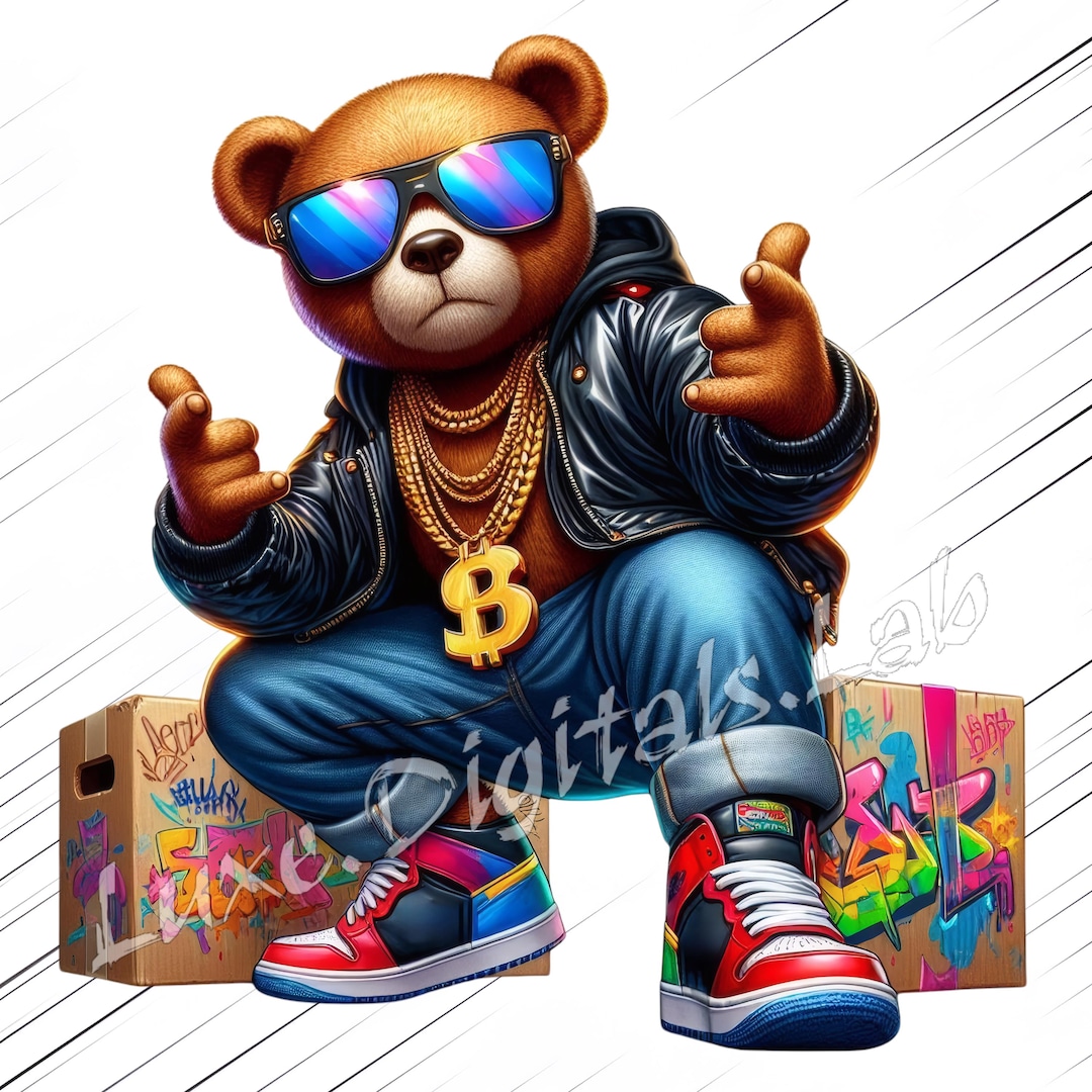 Hip Hop Teddy Bear PNG – Cool Streetwear Bear, Urban Graffiti Style ...