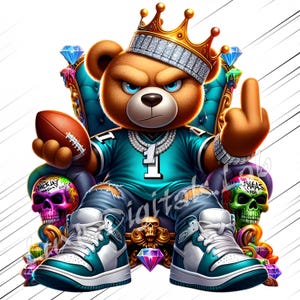 Football Teddy Bear png, Football Sublimation Designs Png, Football Season, Urban Streetwear Teddy Bear Art, Digital Download for Shirts
