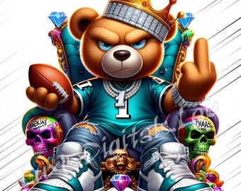 Football Teddy Bear png, Football Sublimation Designs Png, Football Season, Urban Streetwear Teddy Bear Art, Digital Download for Shirts