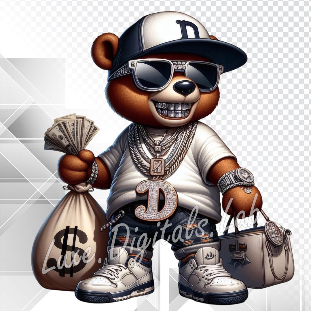Dallas Teddy Bear Png, Hip Hop Football Graffiti Bear - Digital