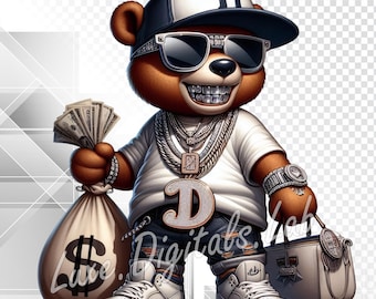 Dallas Teddy Bear Png, Hip Hop Football Graffiti Bear - Digital Download Png,  Football Teddy Bear Png, Sublimation Designs, 300 DPI