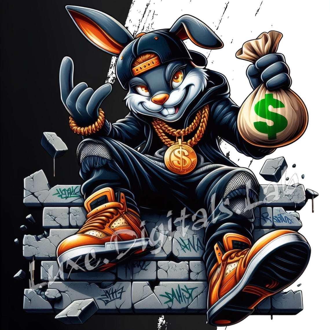 Mobster Rabbit Gangster Rabbit With Money PNG, Urban Bunny Clipart, Graffiti Bunny ...