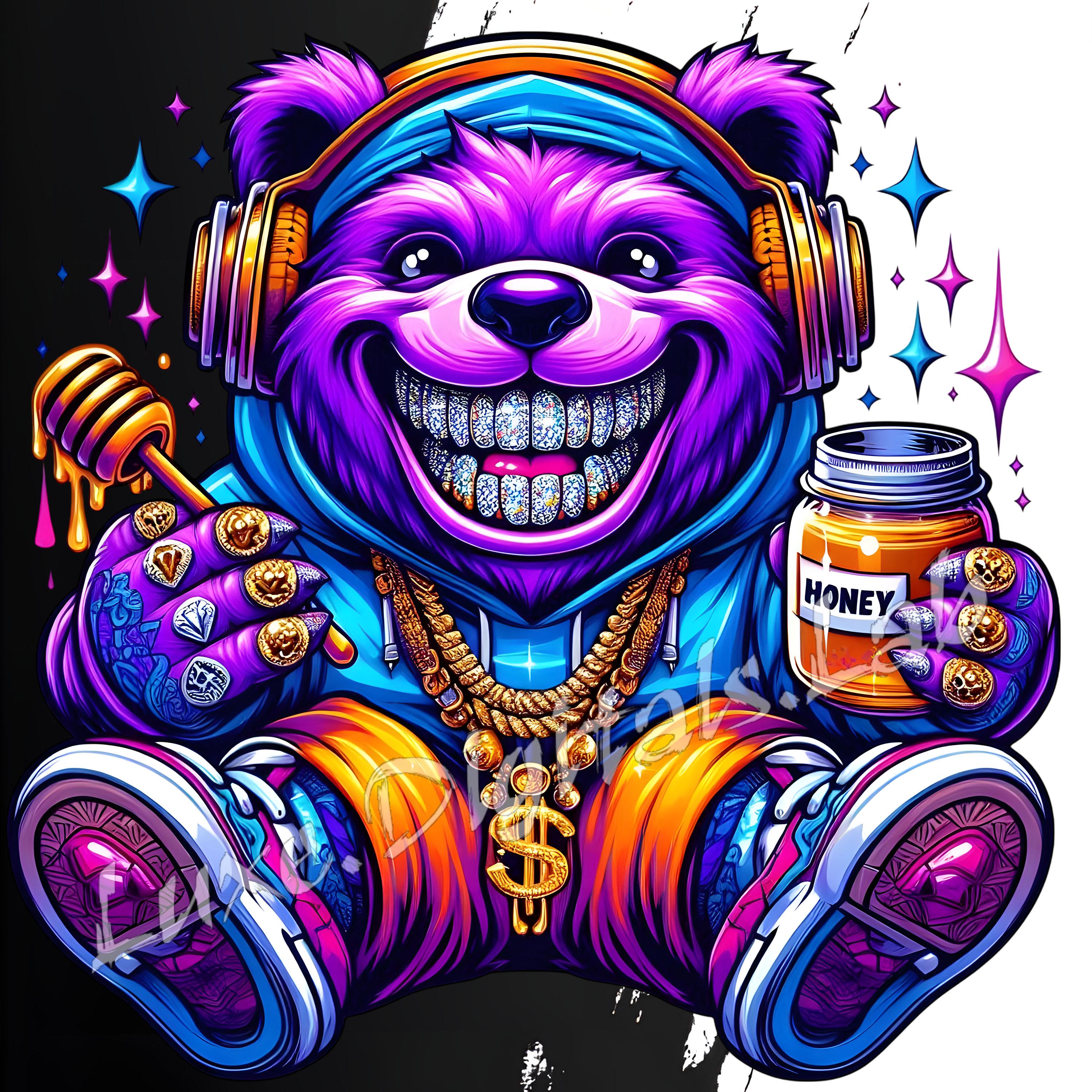 Diamond Smile Teddy Bear PNG, Graffiti Bear Png, Hip Hop Teddy Bear Png ...