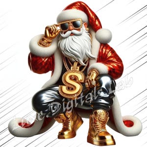 Hip Hop Santa PNG - Trendy Santa Claus in Streetwear, Urban Santa Png, Street Gangster Santa Png, Christmas Clipart, Transparent Background