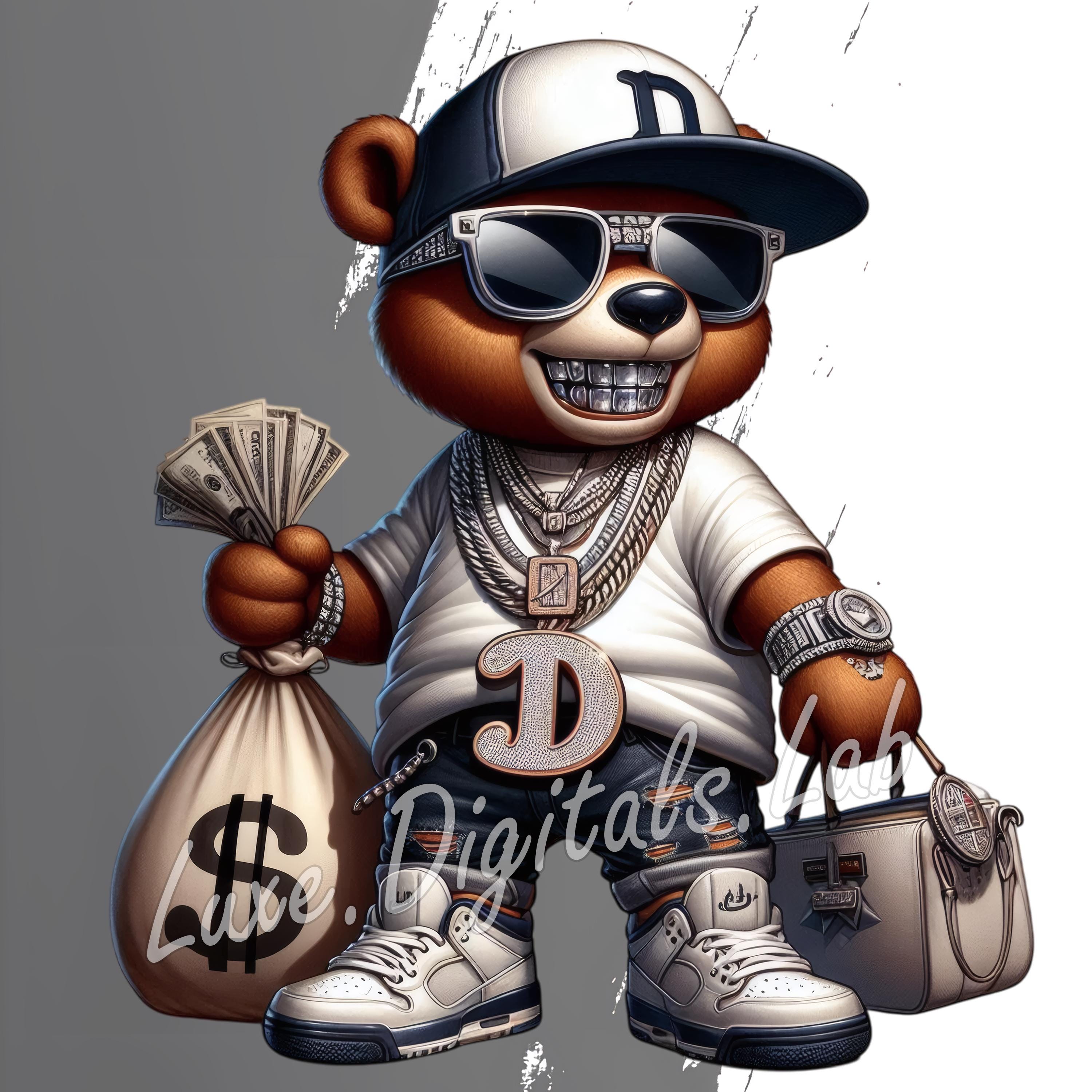 Dallas Teddy Bear Png, Hip Hop Football Graffiti Bear - Digital