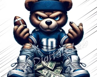 Dallas Teddy Bear png, Football Sublimation Designs Png, Digital Download, Hip Hop Teddy Bear Dallas Football Basketball Inspired png, PNG