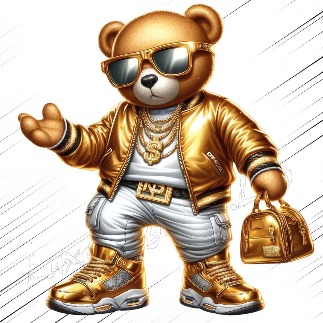 Hip Hop Teddy Bear PNG, Cartoon Teddy Bear, Luxury Streetwear Teddy PNG ...