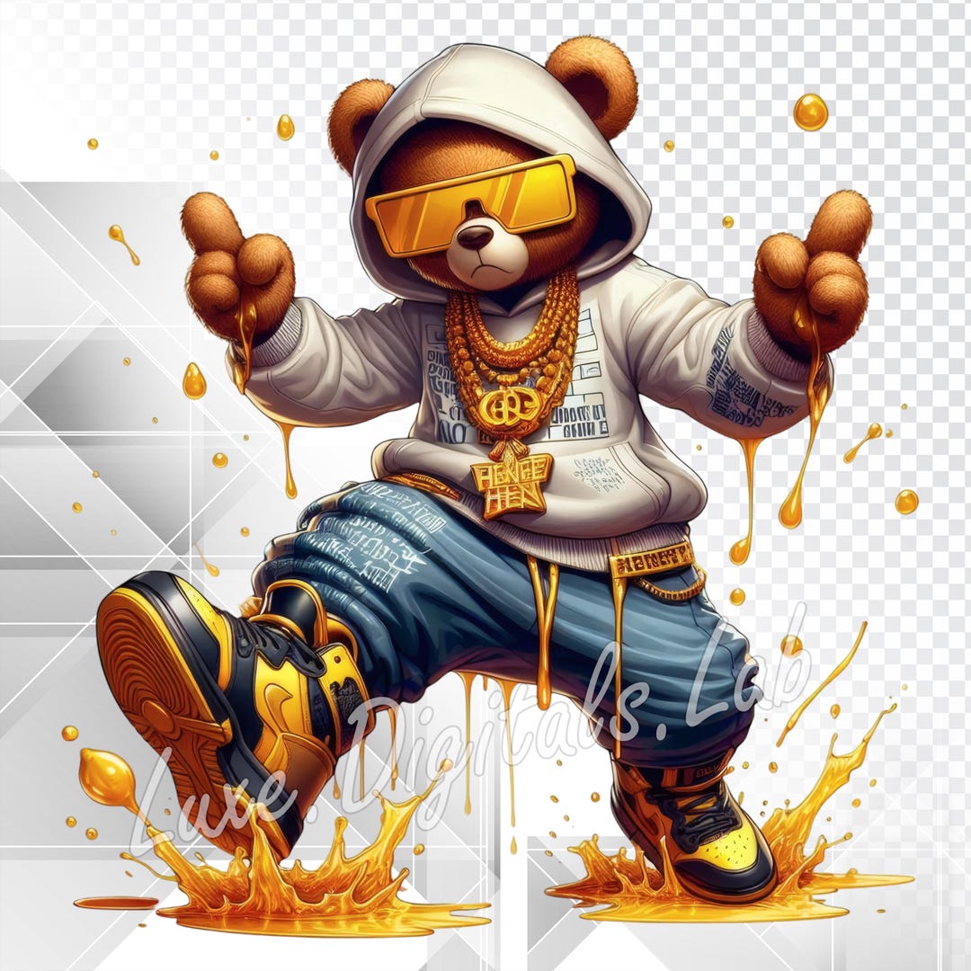 Urban Hip Hop Teddy Bear Png, Teddy Bear With Honey Clipart, Cool Teddy ...