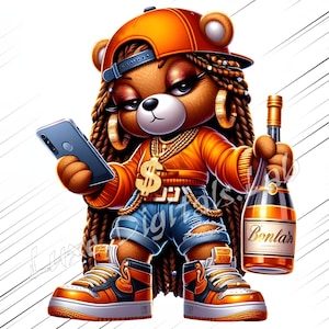 Graffiti Teddy Bear - Digital Download PNG, Hip Hop Teddy Bear Png, Cool Bear Png, Bossy Teddy Bear Png, Trendy Urban Teddy Bear Clipart
