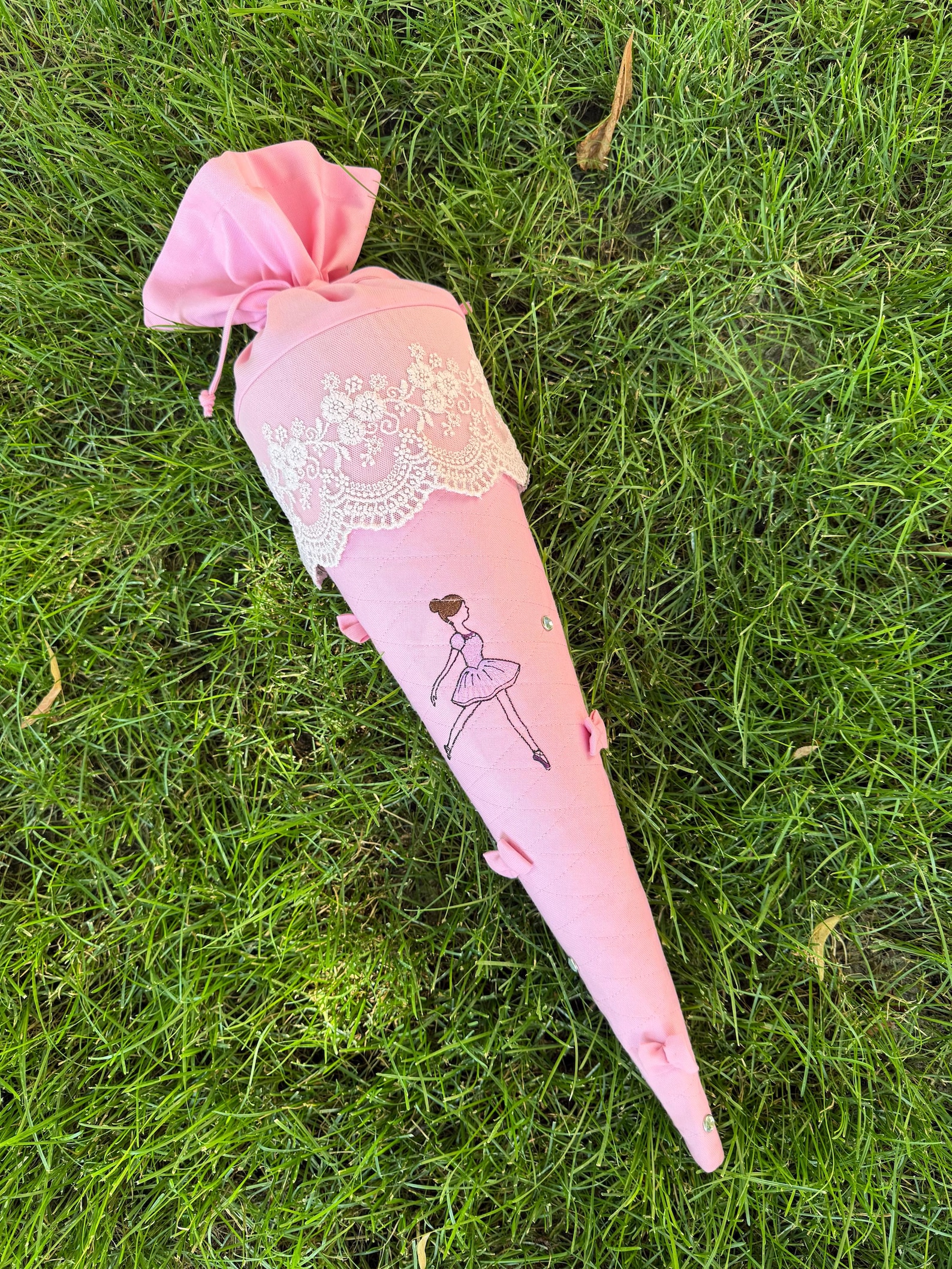 Personalized Ballet Schultüte, Pink Fabric School Cone for Girls, First Day of School Gift,