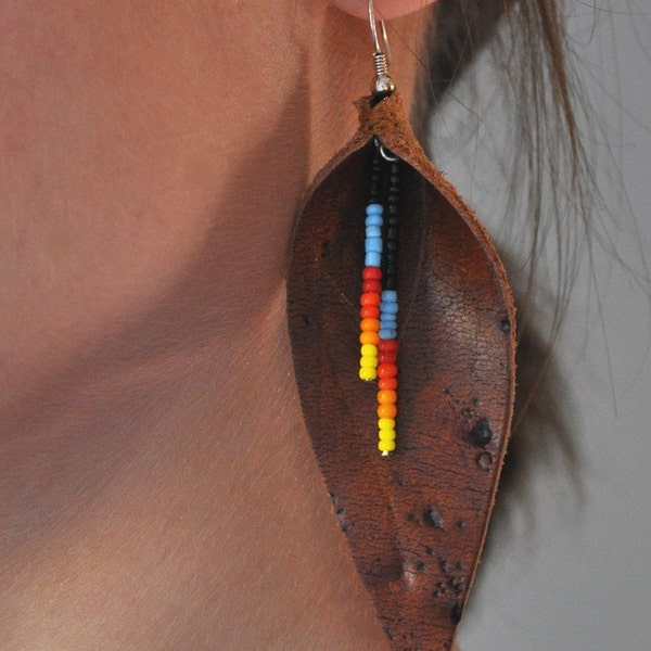 Southwestern Distressed Leather Calla Lily Earrings